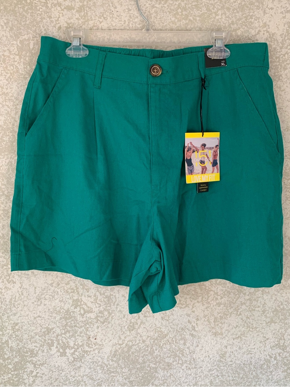 one 5 one Teal Green Flat Front Men's Shorts